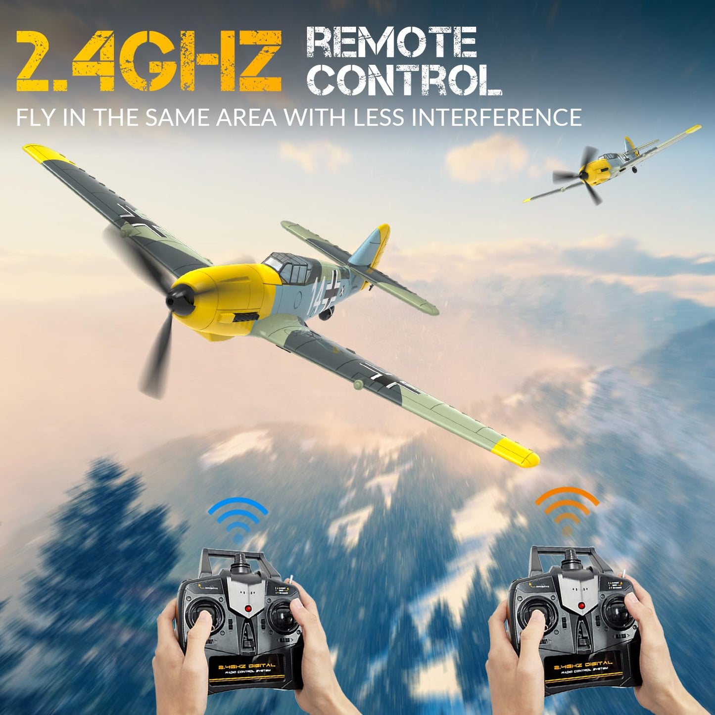 VOLANTEXRC 4-Channel RC Airplane,BF109,Fixed Wing, One-Touch Aerobatics, 400mm Wingspan, 2 Batteries, 20 Minutes Flight time, Under 100g, Suitable for Novice Outdoor Practice(RTF)