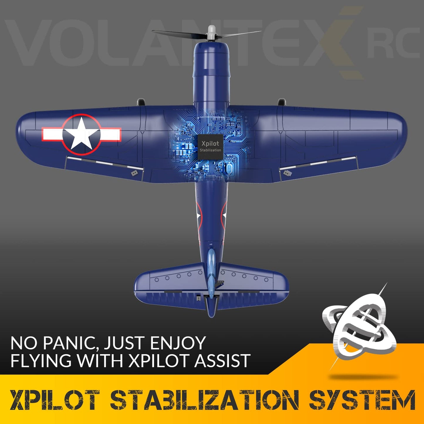 VOLANTEXRC 4-Channel RC Airplane,F4U-V2,Fixed Wing, One-Touch Aerobatics, 400mm Wingspan, 2 Batteries, 20 Minutes Flight time, Under 100g, Suitable for Novice Outdoor Practice(RTF)