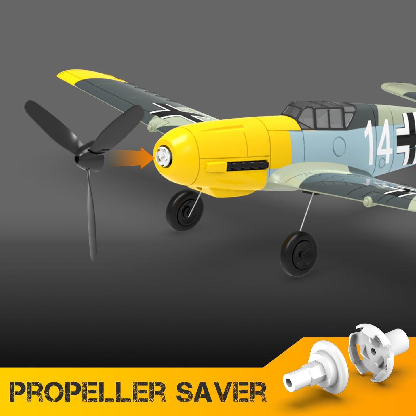 VOLANTEXRC 4-Channel RC Airplane,BF109,Fixed Wing, One-Touch Aerobatics, 400mm Wingspan, 2 Batteries, 20 Minutes Flight time, Under 100g, Suitable for Novice Outdoor Practice(RTF)