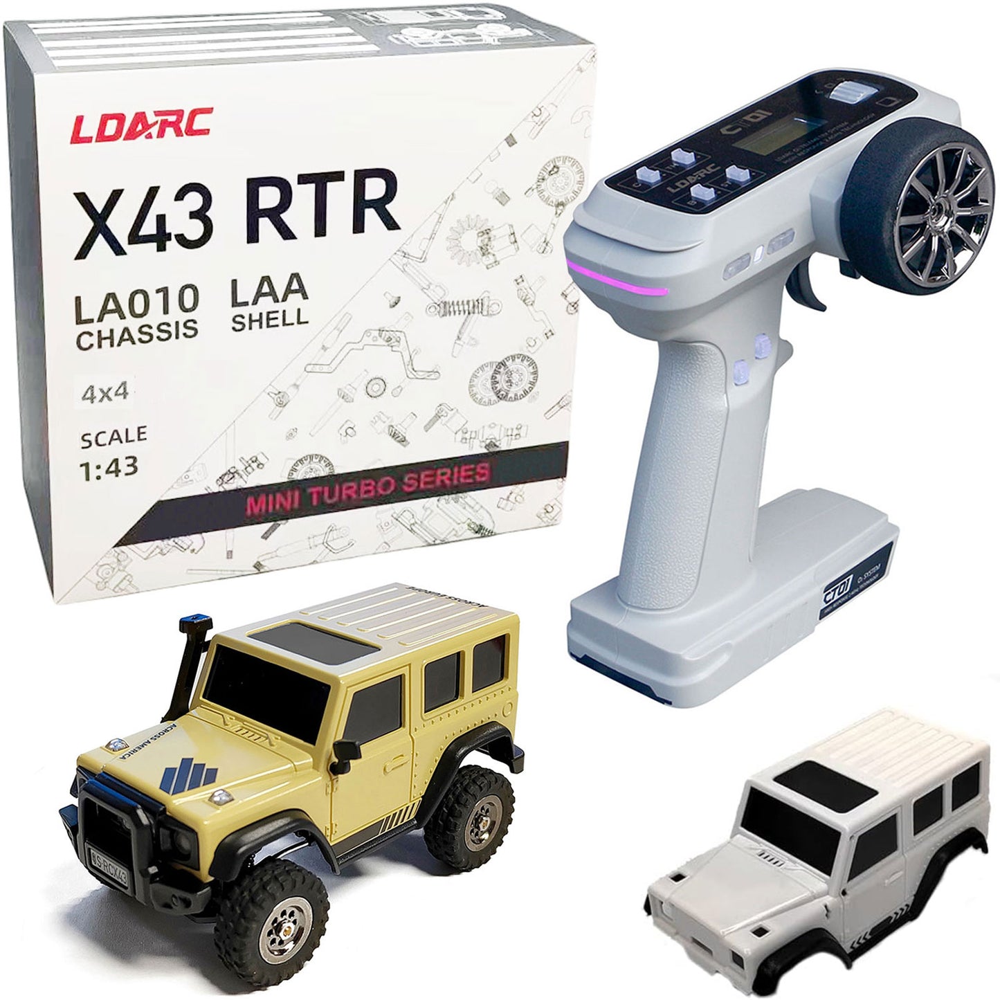 LDARC 1:43 Scale Mini RC Crawler RTR RC Rock Truck 4x4 2.4GHZ Hobby Grade Remote Control Car Model Vehicle RC Buggy, Comes with a DIY Replaceable Body Shell