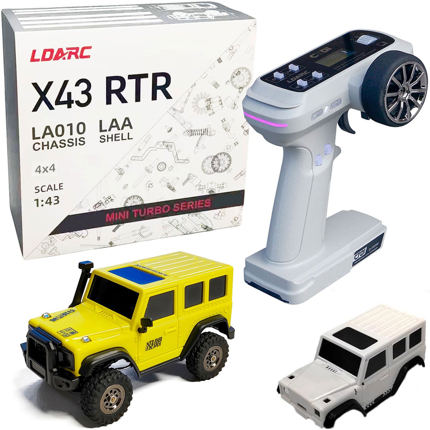 LDARC 1:43 Scale Mini RC Crawler RTR RC Rock Truck 4x4 2.4GHZ Hobby Grade Remote Control Car Model Vehicle RC Buggy, Comes with a DIY Replaceable Body Shell