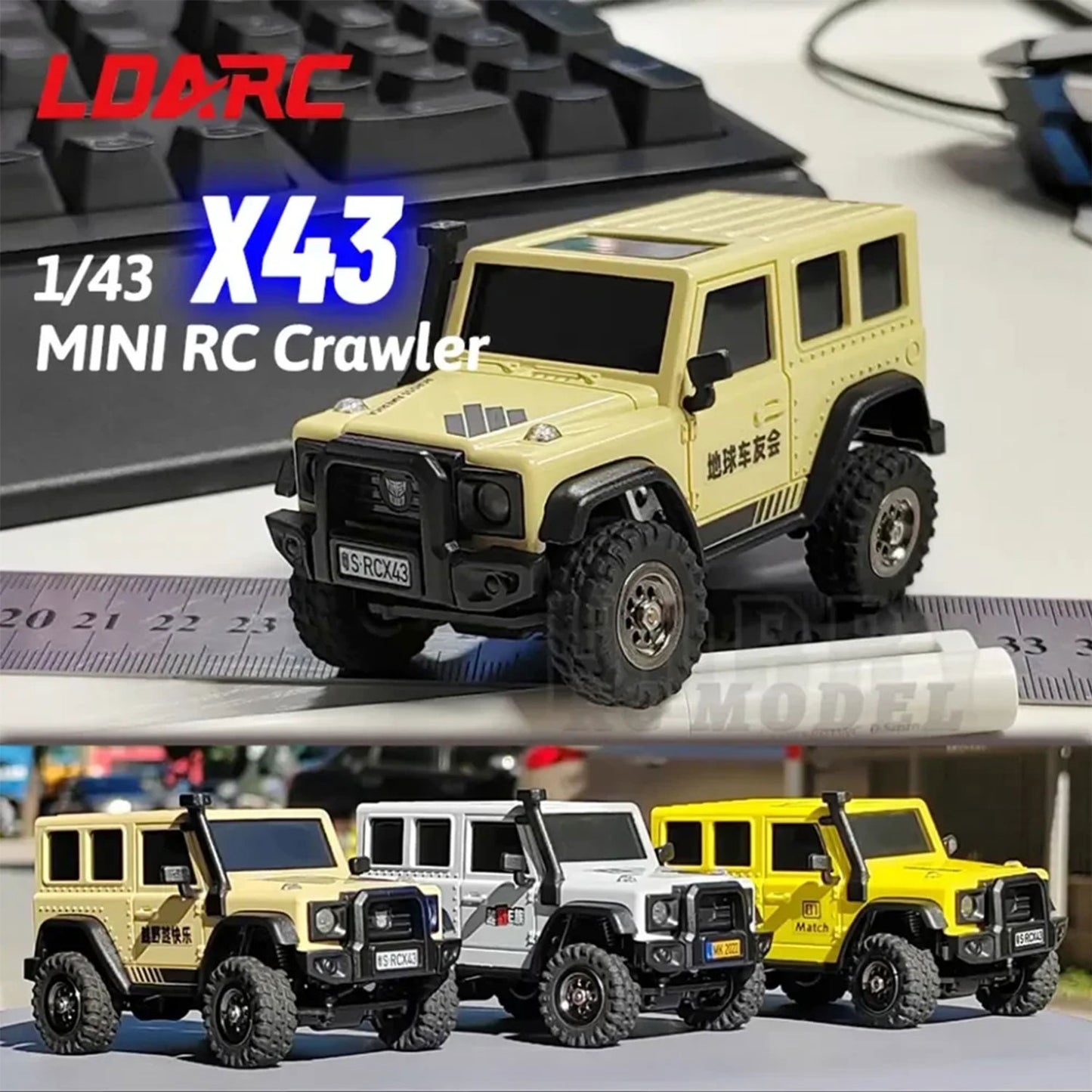 LDARC 1:43 Scale Mini RC Crawler RTR RC Rock Truck 4x4 2.4GHZ Hobby Grade Remote Control Car Model Vehicle RC Buggy, Comes with a DIY Replaceable Body Shell