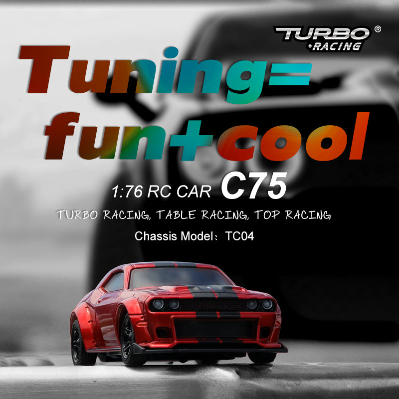 TurboRC 1:76 Mini Sports Car C75 4CH 2.4GHZ Remote Control Full Proportional RTR Kit with 2 Replaceable Body Shell