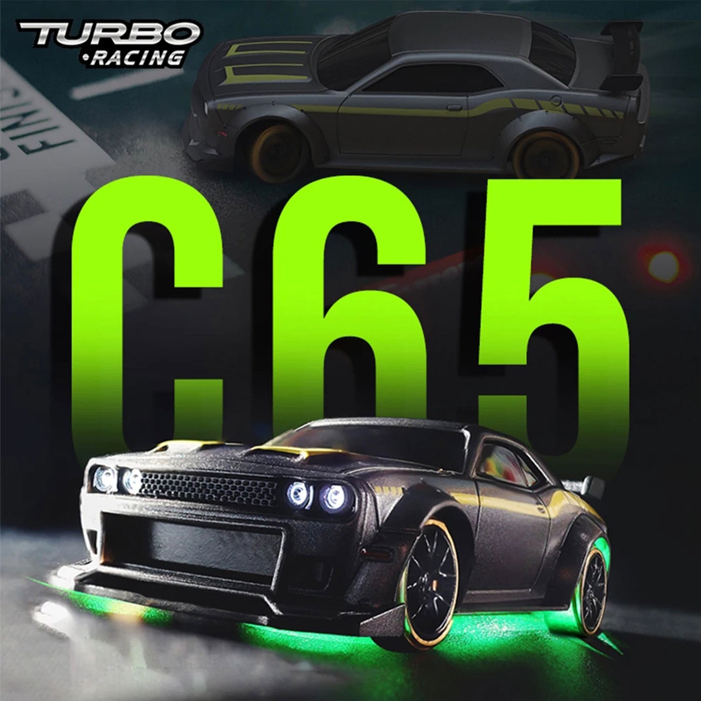 Turbo Racing 1:76 Scale Drift RC Car C65 with Gyro Mini Full Proportional RTR 2.4GHZ Remote Control with 2 Replaceable Body Shell