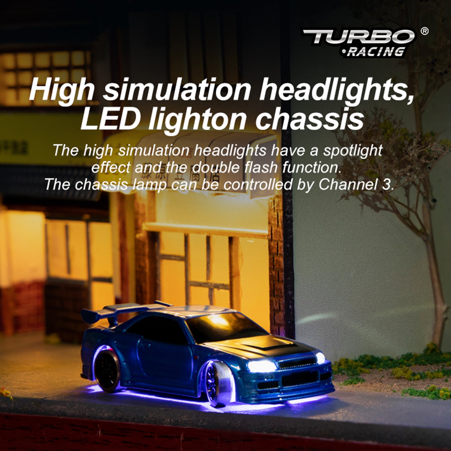 Turbo Racing 1:76 Scale Drift RC Car with Gyro Mini Full Proportional RTR 2.4GHZ Remote Control with 2 Replaceable Body Shell