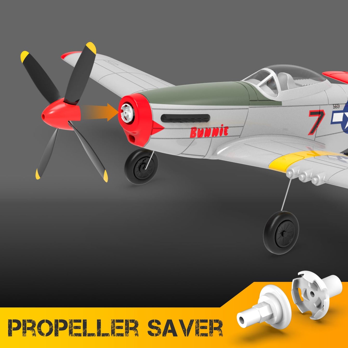 VOLANTEXRC 4-Channel RC Airplane, P51 Mustang-Red, Fixed Wing, One-Touch Aerobatics, 400mm Wingspan, 2 Batteries, 20 Minutes Flight time, Under 100g, Suitable for Novice Outdoor Practice(RTF)